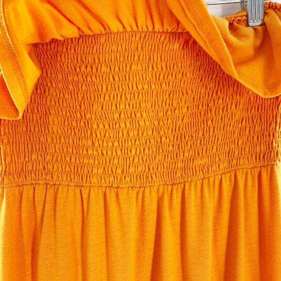 6 degrees Strapless Maxi Sundress Swimsuit Cover Size M Orange Ruffled - Picture 5 of 7